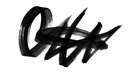 Illustration of abstract black ink brush stroke, isolated on transparent background