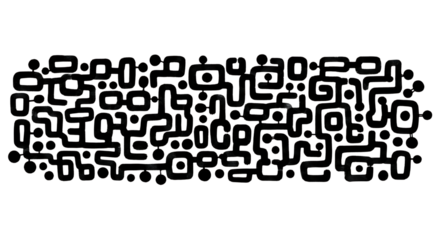 Illustration of intricate black and white geometric pattern, isolated on transparent background