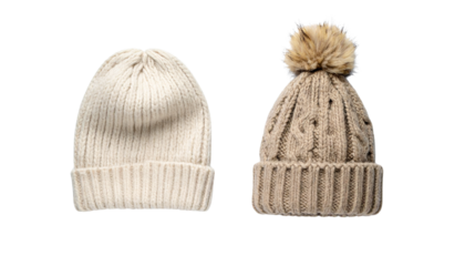 Wool Hat Duo isolated on transparent background