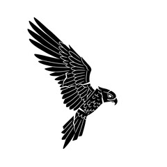 Fototapeta premium Silhouette of a soaring eagle on white background with isolated, freedom, and and power.