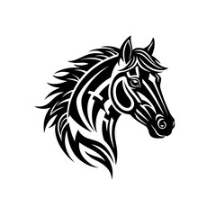 Fototapeta premium Stylized Black and White Horse Head Graphic Vector Illustration.