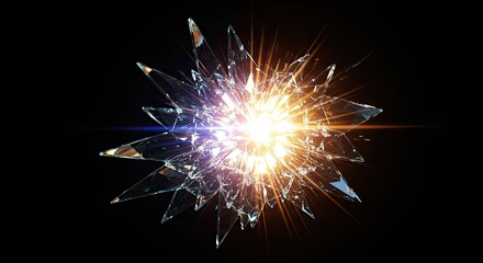 3D Glass Fragment with Radiating Light Effects 