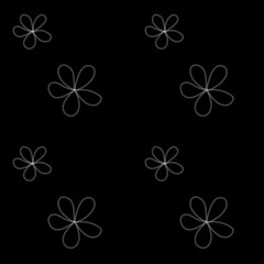 black and white floral background. Seamless pattern 