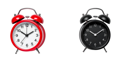  Classic Round Alarm Clock Duo isolated on transparent background