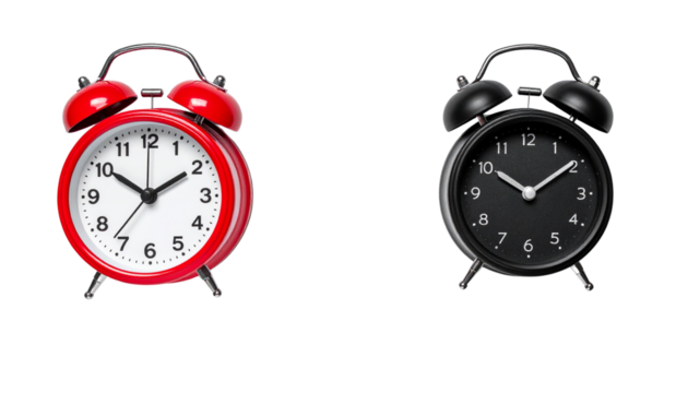  Classic Round Alarm Clock Duo isolated on transparent background