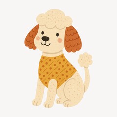 Fototapeta premium Cute cartoon poodle illustration.