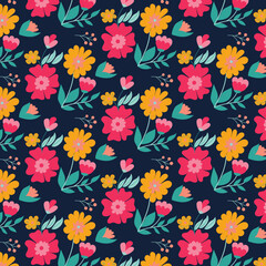 Floral fabric design with colorful flowers