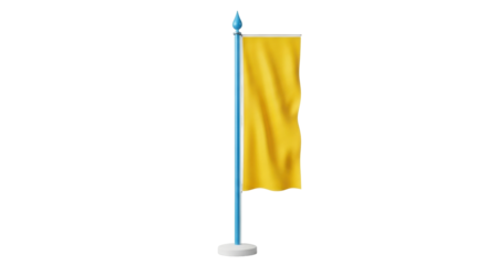 Isolated Yellow Flag Displayed on a Metal Pole for Presentation or Marketing Purposes