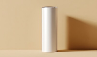 Minimalist White Cylinder on Beige Background for Product Display