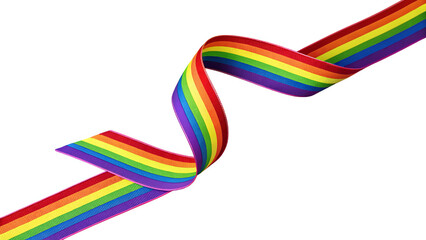 Rainbow hued ribbon banner with bold red outline decorative festive isolated vector illustration for modern celebration design