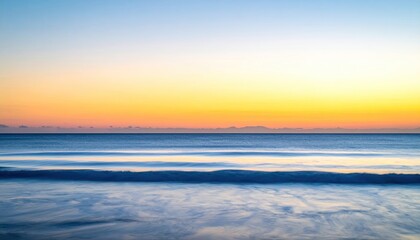 Ocean waves at sunset. Background sky has orange, ideal for tourism, travel use