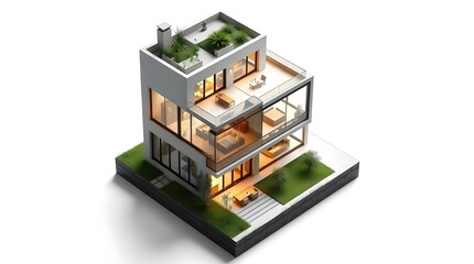 isometric view of a modern building