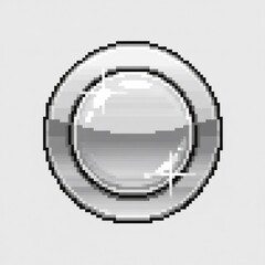 光沢のある銀色のピクセル化された円形のボタン