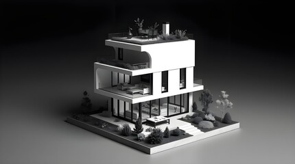 3d model of a modern house