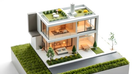 house on the ground 3d render of a modern building