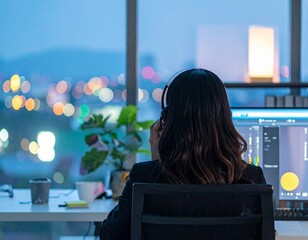 コールセンターで働く女性