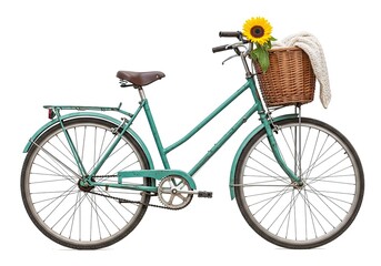 A bicycle with a basket rustic and charming isolated on a white background 