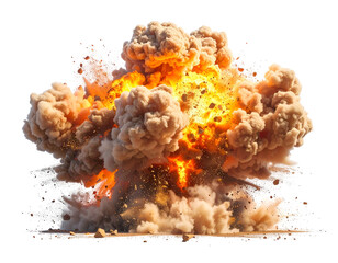 Large, explosive blast of fire and smoke against a black background
