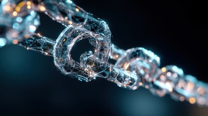 Fototapeta premium Blockchain Network: A captivating depiction of a blockchain, represented by an abstract chain. This imagery perfectly embodies the concept of interconnectedness, security, and the digital realm. 