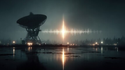 Deep space antenna array receiving signals during a quiet night