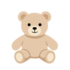 Obraz premium A cute brown teddy bear toy is depicted in a simple, flat 2D vector illustration, presented with a clean, minimal style against a plain white background.