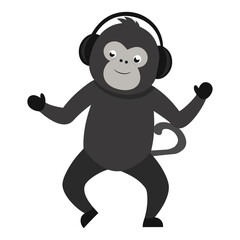 Silhouette vector illustration of an orangutan dancing