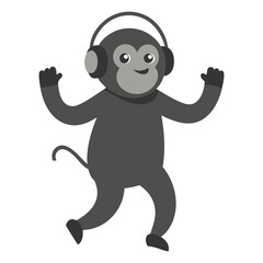 Silhouette vector illustration of an orangutan dancing © Provati