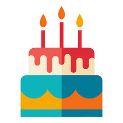 Flat Color Vector Art of a Birthday Cake