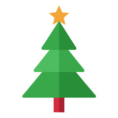 Flat Color Vector Art of a Christmas Tree