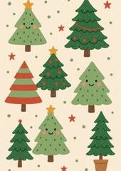 Festive trees cheerful holiday pattern