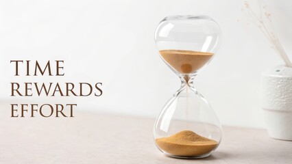 Hourglass of Glass with Sand on White Surface Depicting Time