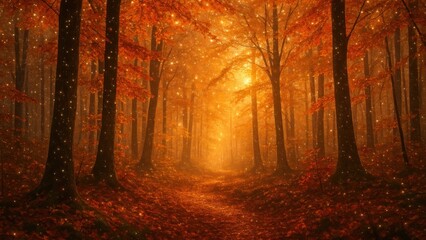 Enchanted autumn forest path
