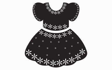 Black dress with white floral pattern design vector art on white background