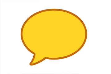 Fototapeta premium Flat symbol of yellow speech bubble for graphic design. Vector cartoon illustration for chat, message, comment. Blank comic bubble for text, communication, dialogue, conversation.