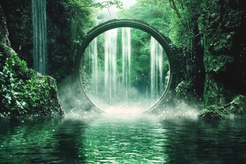 Explore a whimsical water-themed universe through a portal.
