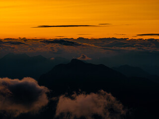 Silhouettes of Dobratsch mountain near Villach during Sunset