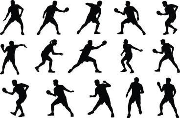 table, tennis, pingpong, silhouette, player, paddle, sport, action, athlete, black, vector, pose, game, racket, motion