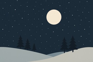 Obraz premium [minimalist winter night sky illustration mobile wallpaper]
