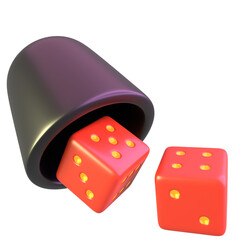 Red Dice Rolling From Black Top Hat With Transparent Background High Quality Render