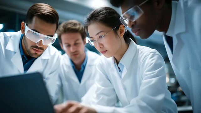 Cinematic footage of a global research team advancing nuclear technologies in agriculture, showcasing scientists testing soil and food safety for innovation and sustainability.