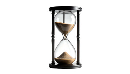 Classic hourglass showing sand falling. Time concept, duration, passing of moments