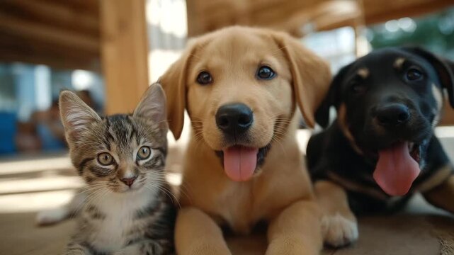 Explore heartwarming moments of community involvement and responsible pet ownership at an animal rescue center, captured in cinematic Adobe stock videos.