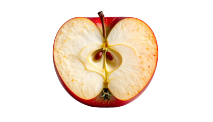 Cross-section of a ripe red fruit, showcasing seeds and core details