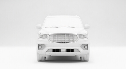 Front view of a white suv car isolated studio shot clean modern automotive design