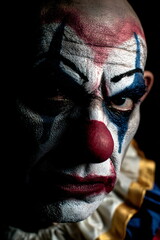 Obraz premium Portrait of a horror clown isolated on black background 
