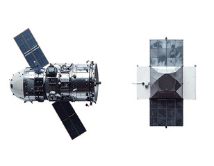 Two Distinct Orbital Satellite Styles, isolated on transparent background