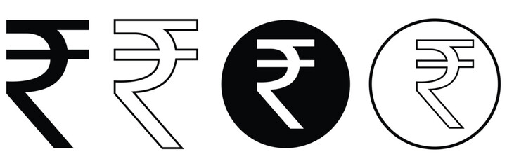Indian Rupee Currency Symbol Vector Icon Set – Financial and Money Sign Illustration