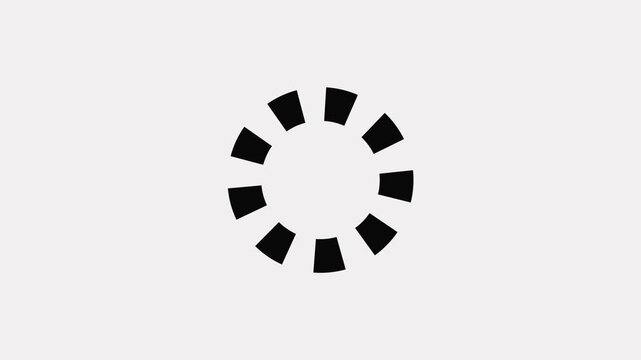 Black and white segmented circle, ring abstract geometric illustration
