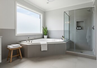 Corner Bathtub in Modern Bathroom