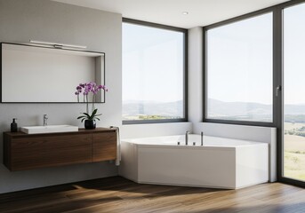 Corner Bathtub in Modern Bathroom